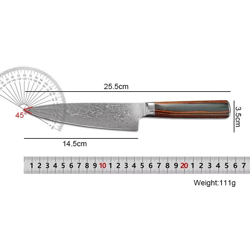 Damascus Steel Kitchen Knife Chef Cleaver Barbecue Meat Vegetable Steak Cutting Cooking Fruit Knife Tools