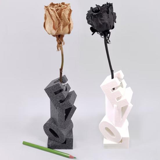 Yousheng 3D Printed LOVE Vase Plastic Flower Vase Modern Hand Sculpture Decorative Vase for Table Centerpiece Wedding Living Room Office Home