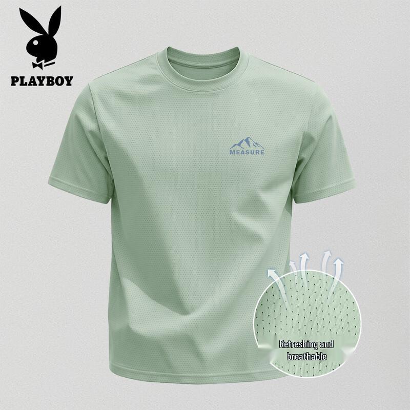 PLAYBOY Men s Cooling Ice Silk Quick-Dry Breathable Mesh T-Shirt L