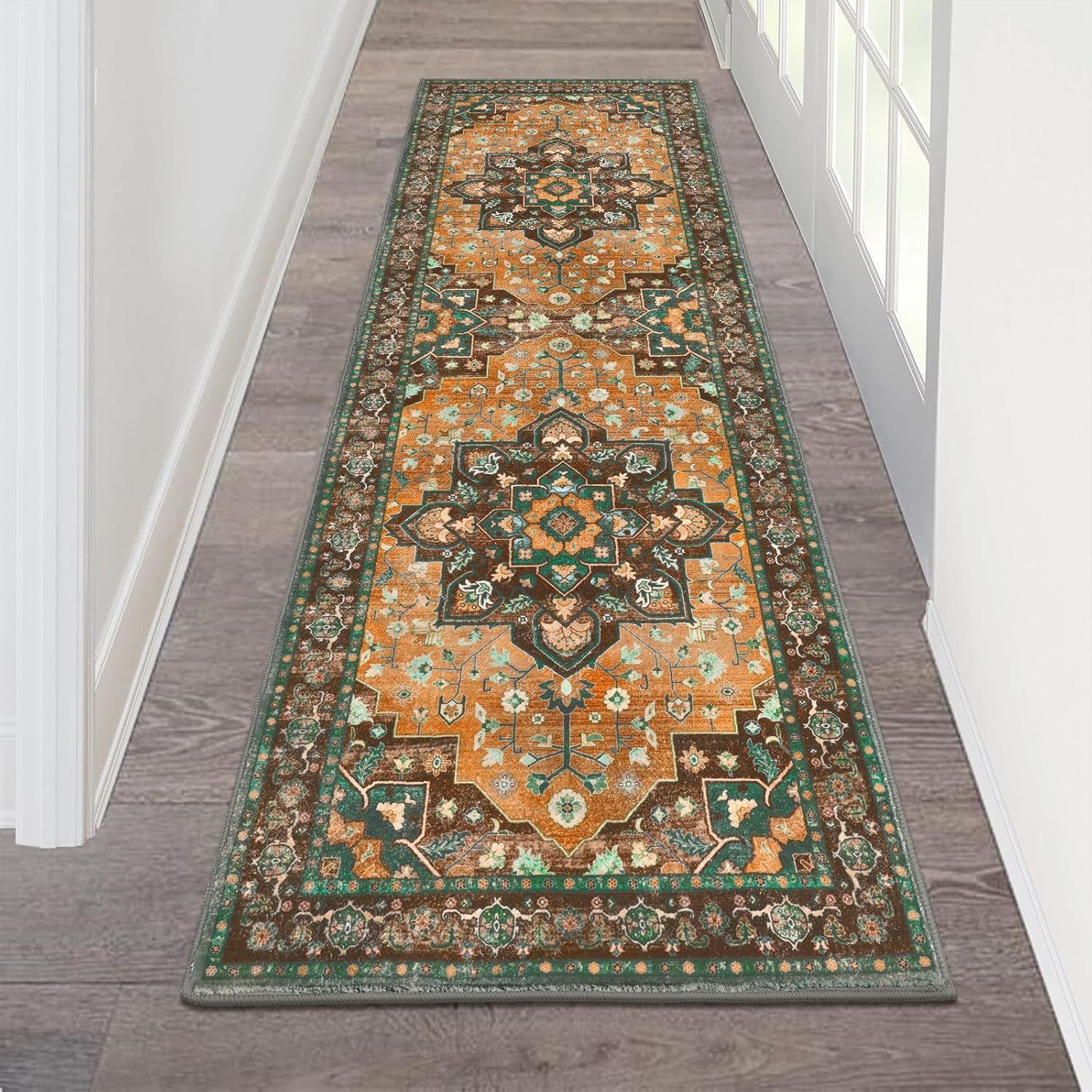 

Vintage Persian-Style Carpet, Stain-Resistant Corridor And Hallway Long Mats, Bedroom Bedside Rugs For Home Decoration 60x160cm 24x63inch