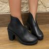 Autumn And Winter New Fashion Trend Retro Niche British Style Thick-Heeled Boots Women'S Versatile Casual Leather Boots