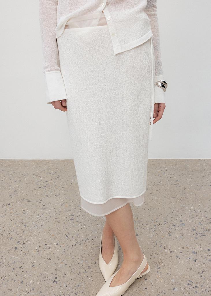 Umamung Crinkled Linen Layered Skirt_Off White