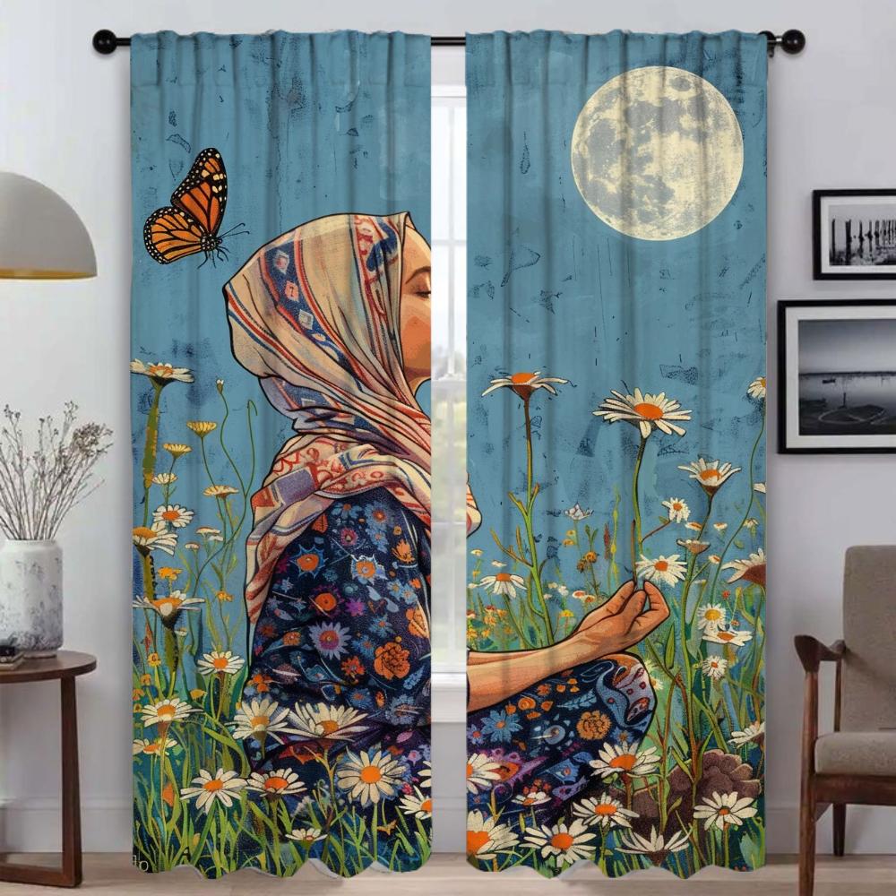 

Бабочка и дева Шторы от комаров для гостиной Тюль для спальни Шторы-перегородки 2 шт. W50xH70cmx2pcs-CL