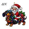 Christmas Tree Hanging Accessories Animal Ornaments with Lanyard, Cute Double Sided Pendant 2026 Acrylic Gift Tags Santa Hat, 2D Flat Sign for Holiday