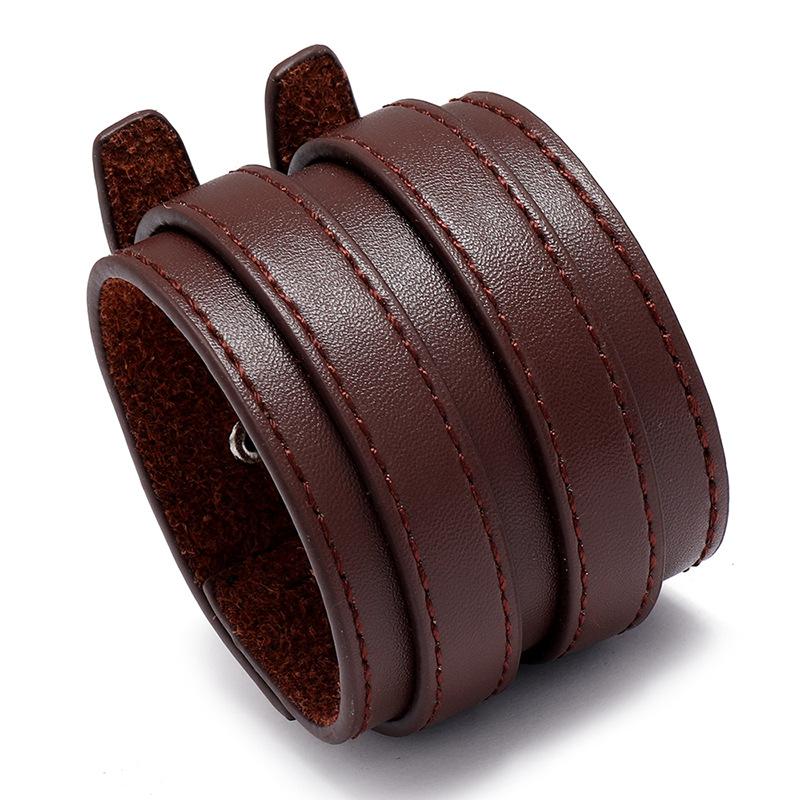 

Punk Style Wide Leather Bracelet Men S Simple Double Layer Male Female Bracelets Bangles Wristbands Vintage Jewelry