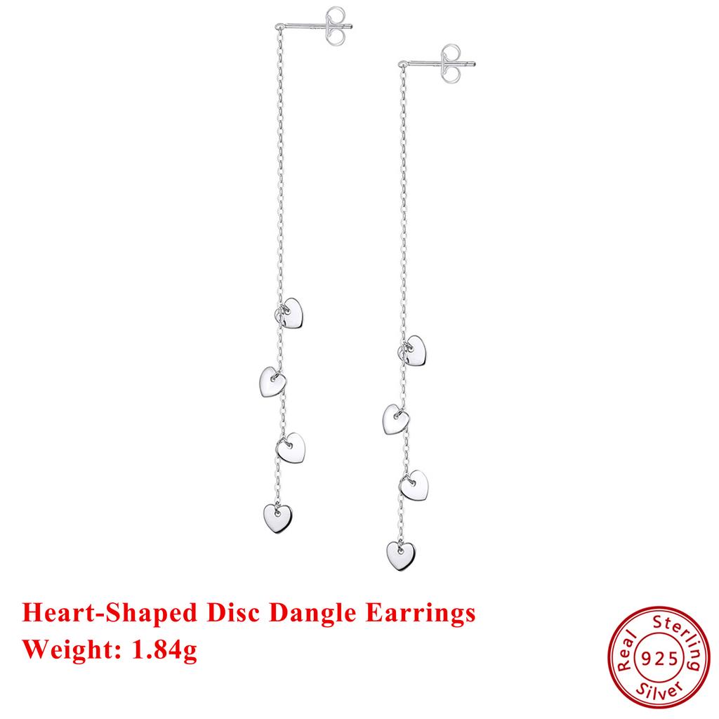 Effie Queen Heart Shape Chain Drop Earrings For Women 925 Sterling Silver Long Chain Tassel Earrings Wedding Jewelry Gift APE150