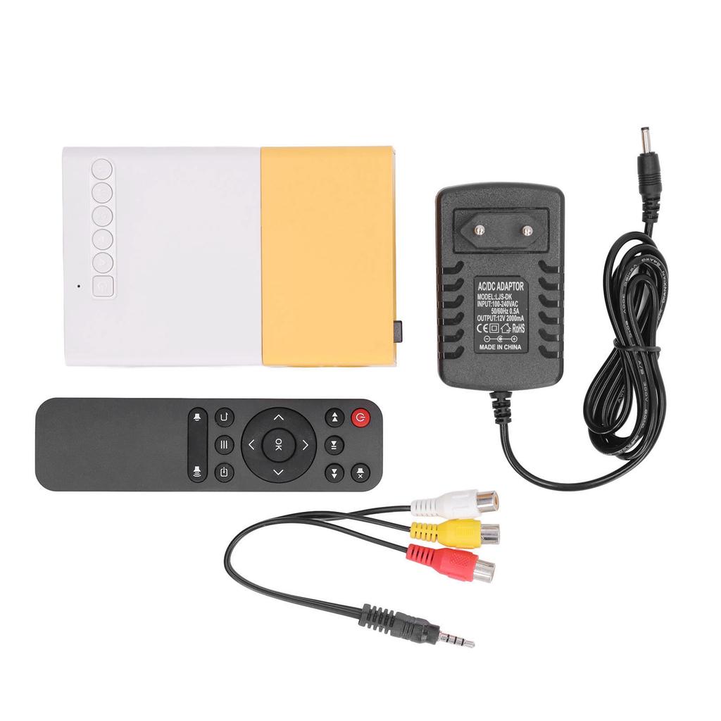 Projector 1080p Diffuse Reflection Imaging Support 23 Languages HD Projector with Spkers Yellow