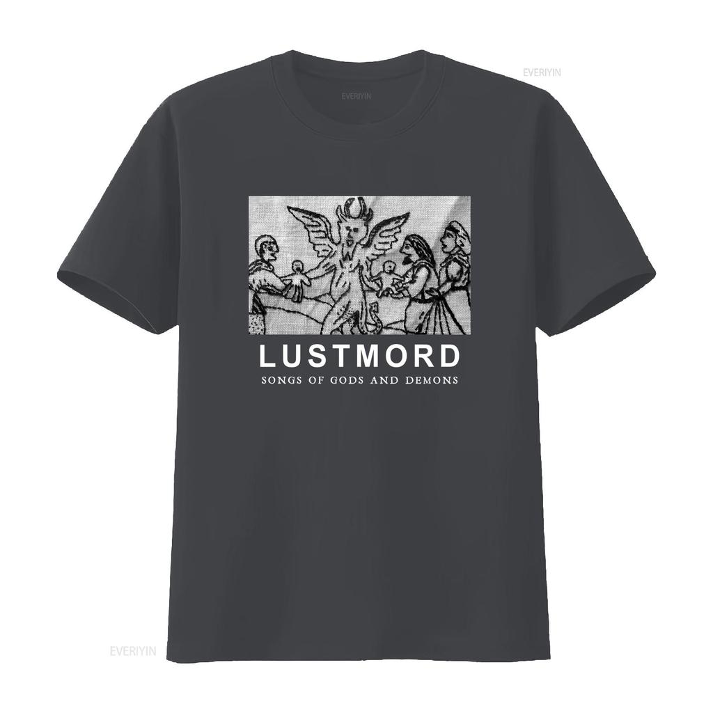LUSTMORD T Shirt Songs Of Gods And Demons Print vintage Washed Stretched Versatile Unisex Casual Top For Everyday Wear