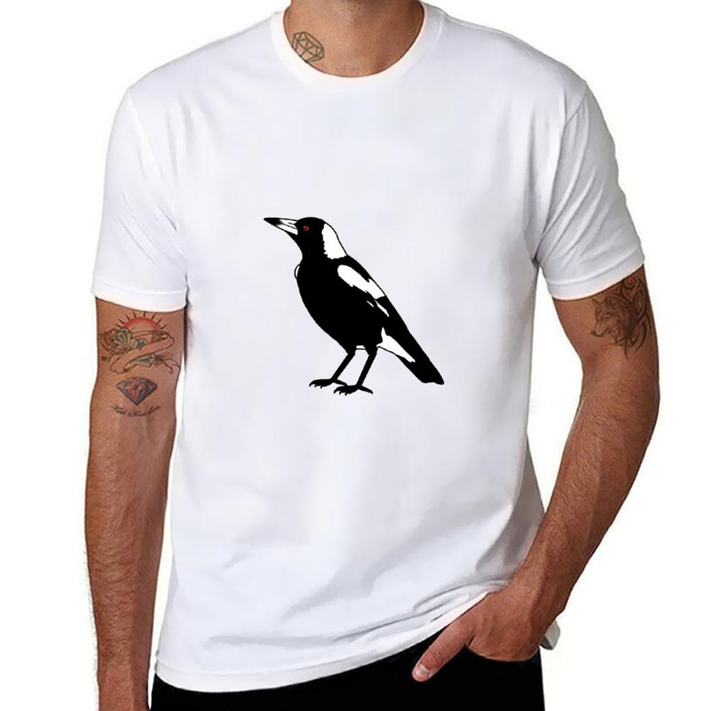 Australian Magpie White Tshirt Basic Simple Design Short Sleeve Shirt