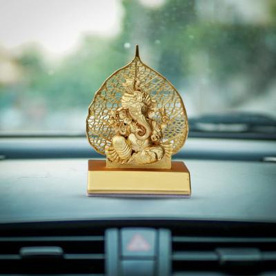 Metal Ganesha Idol for Car Dashboard Home Decor Golden Ganesh Ji Statue Showpiece Diwali New Year Gift for Corporate Clientf