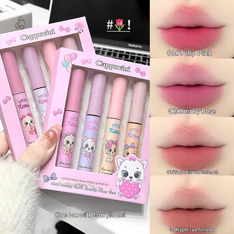 Cappuvini 4 Pcs Lip Gloss Gift Set Velvet-Touch Hydrating Lip Lacquer Glass Shine & Juicy Universally Flattering & Moisturizing