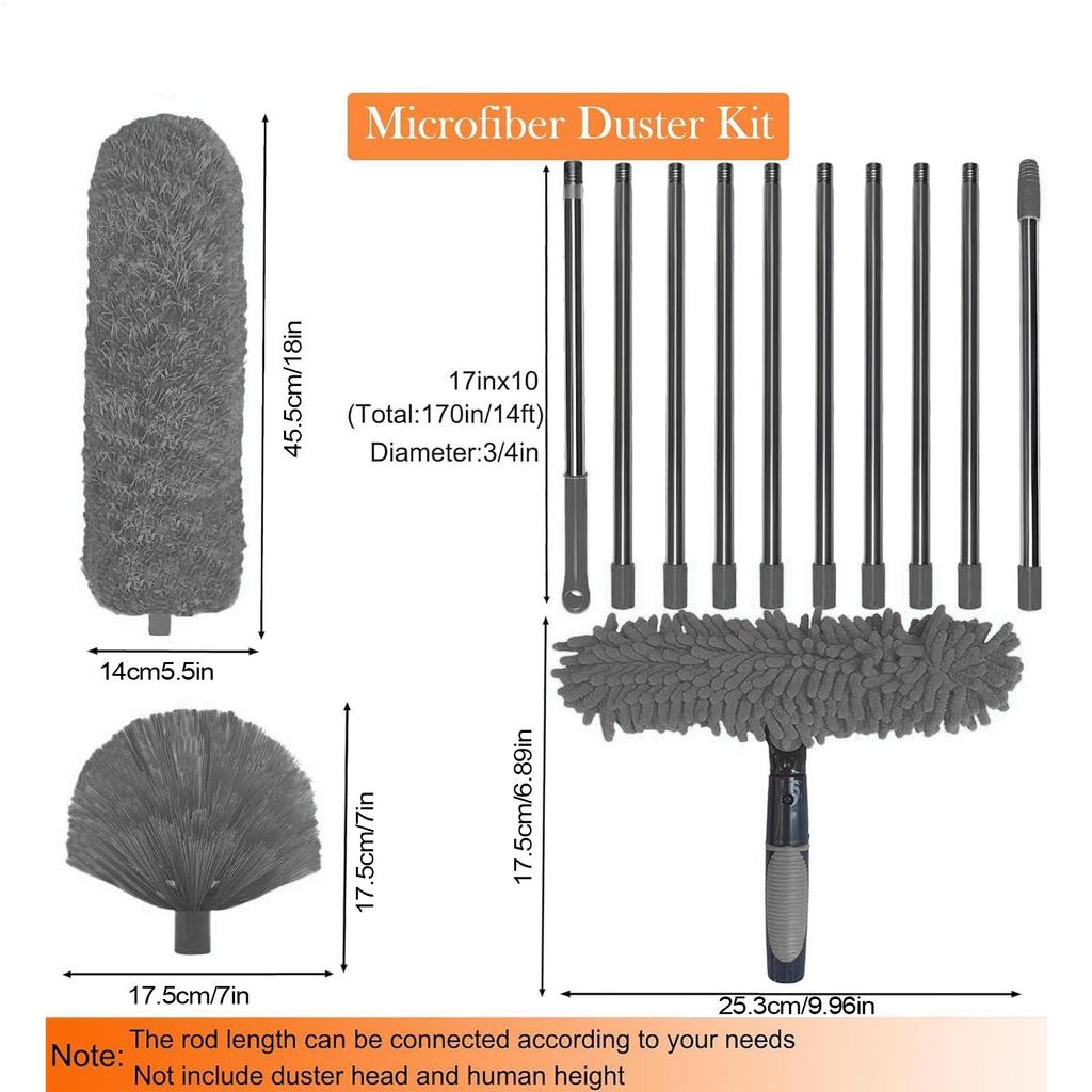 Ceiling Duster Long Handle Spider Web Cleaner Ergonomic Multi-Function Ceiling Fan Brush for Lampshade Window Wall Cleaning