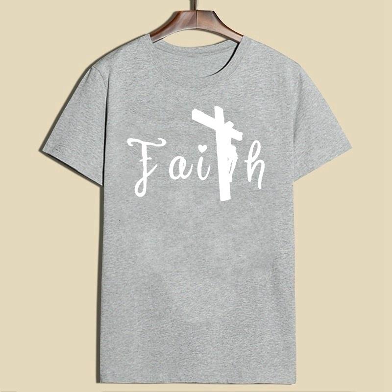 

ZIMOXUAN Женская модная футболка «Вера» Футболки с рисунком Христианские рубашки для религиозного подарка XXXXL серый