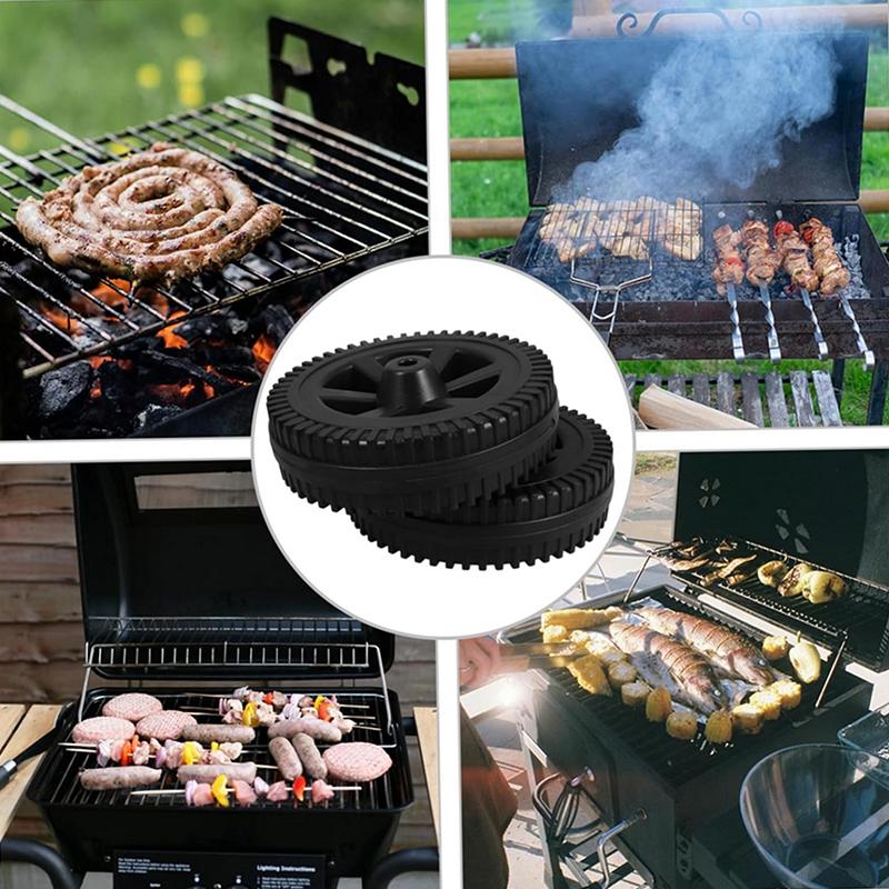 2Pcs Bbq Grill Wheels 6" Oven Accessories 6 Inch Blow Molded Wheel Replacement Barbecue 8-10Mm Hole Backyard Garden Tool Parts