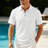 Mens Casual Check Jacquard Short Sleeve Collared Polo Shirt Breathable Loose Summer T-Shirt