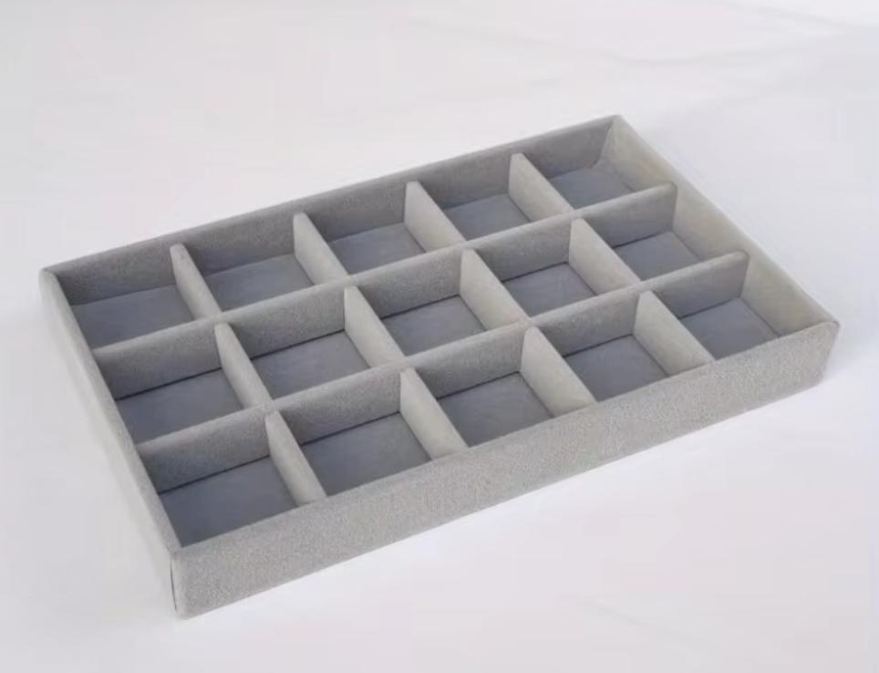 1PC, Flocking Jewelry Box Jewelry Tray, Color: Beige/Grey