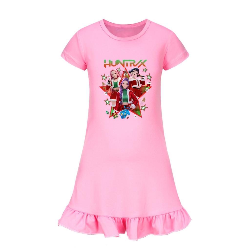 5182 Kids Girls Christmas New Year Mira Zoey Rumi Printed Ruffle Short Sleeves Casual Dress