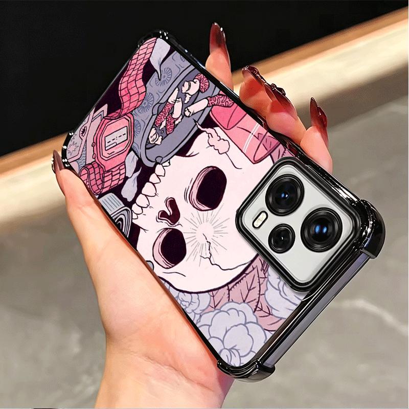 Pink Style Skull Witch Plating Phone Case For Xiaomi Poco X5 X6 X7 X8 Pro Max F8 Ultra F7 M8 M7 M5S Redmi 15C 15 14C 13C 13 X3 1