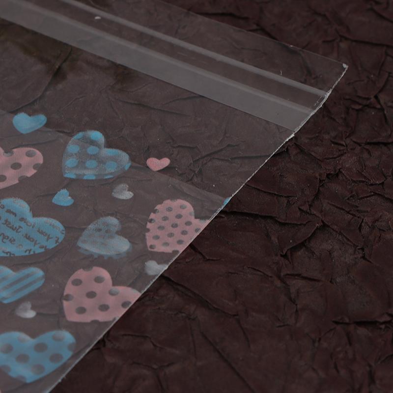 100Pcs Transparent Heart Bags Candy Cookie Self Adhesive Pouch Storage Package
