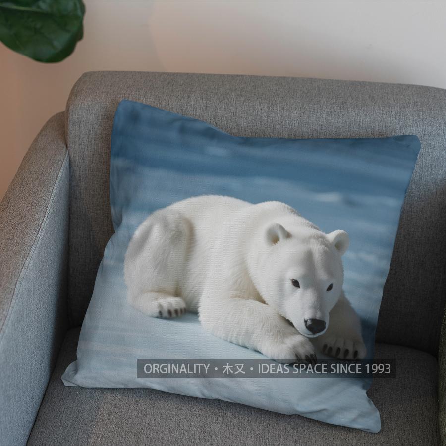 2D Polar Bear And Icy Landscape Throw Pillow Pattern Cushion Cover Suitable For Sofa Bedroom Car Pillow Cover
