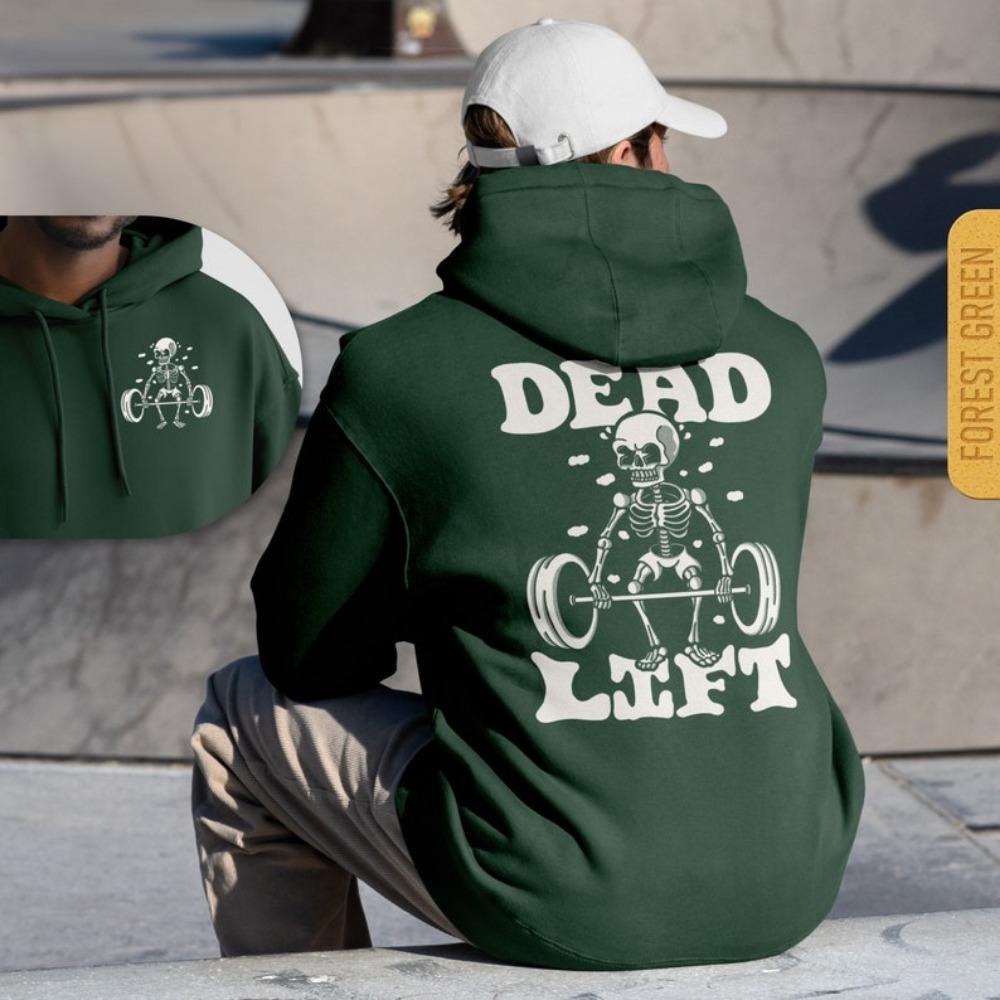 Dead Lift Skeleton Hoodie Unisex Gym Pump Cover Funny Workout Hoody Weightlifting Retro Hooded Sweatshirt Trendy Hoodie