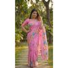 Soft Chinon silk saree floral digital print with beautiful handwork and hand work with cut-work  border