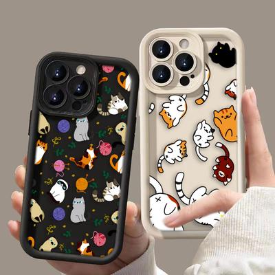 Cute Cat Charming Phone Case For iPhone Apple 17 AIR 16 16E 11 12 13 14 15 XR Plus Pro Max DIY Case TPU Shockproof Cover Capa
