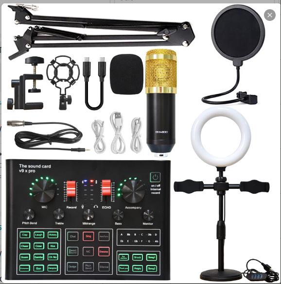 

Звуковая карта V9 и микрофонный набор: Универсальная стойка для записи, пения и мобильного использования