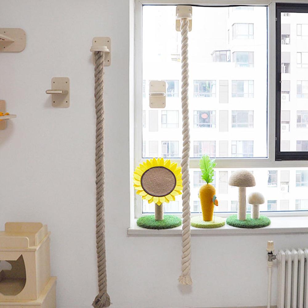 140cm Sisal Rope Cat Climber Tree Wall Mounted Scratching Post Interactive Play Toys Jungle Gym for Indoor Cats Pet Furniture