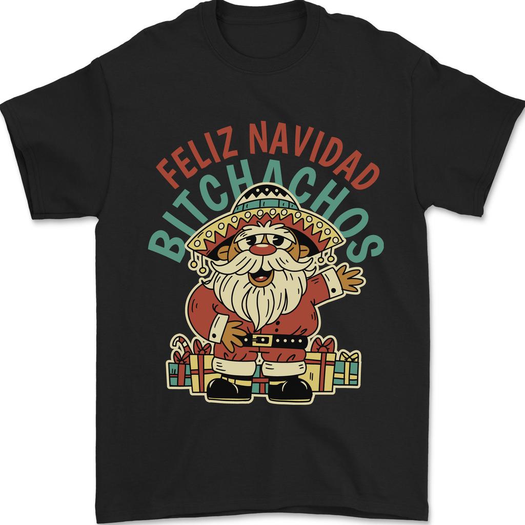 Feliz Navidad Spanish Mexican Merry Christmas T-Shirt 100% Cotton O-Neck Short Sleeve Summer Casual Mens T-shirt Streetwear -...