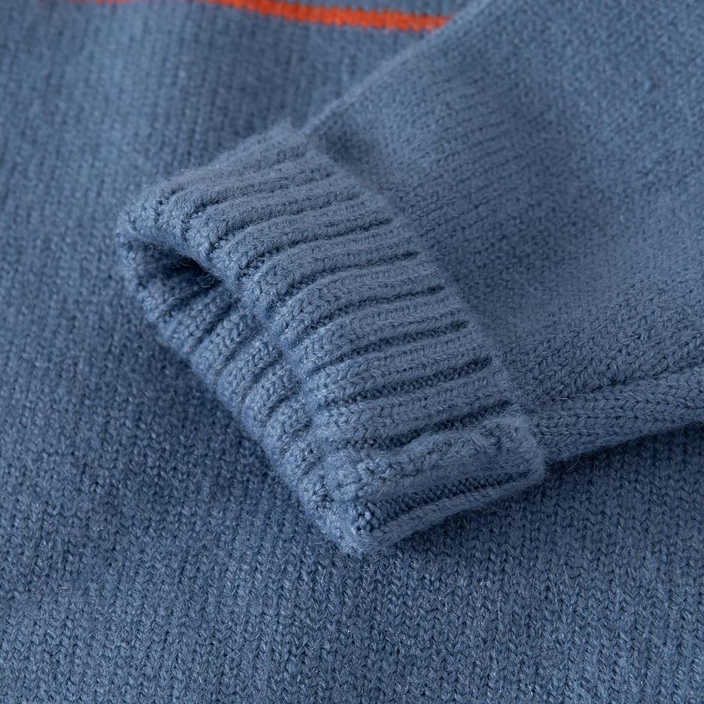 New Boys' Blue Lapel Polo Collar Pullover: Comfortable, Warm, Cute Autumn Sweater