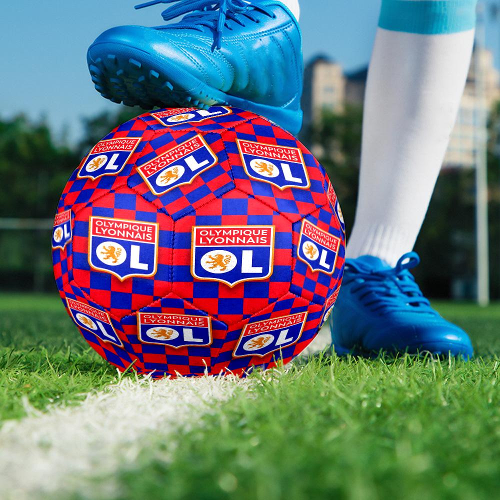 Olympique Football Crest Size 5 Soccer Balls, Anti-Slip, Protective Football, Outdoor Sport, a Unique Gift Suitable for Him/her, Birthdays