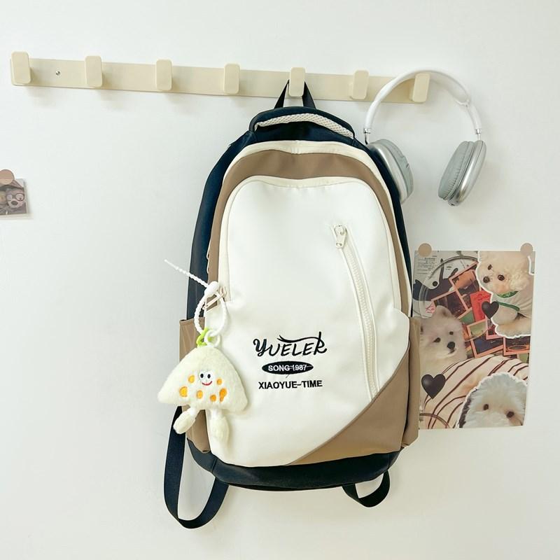 Schoolbag for Female High School Students  American Retro Large-capacity Backpack  Trendy Letter Embroidered New Backpack for College Students