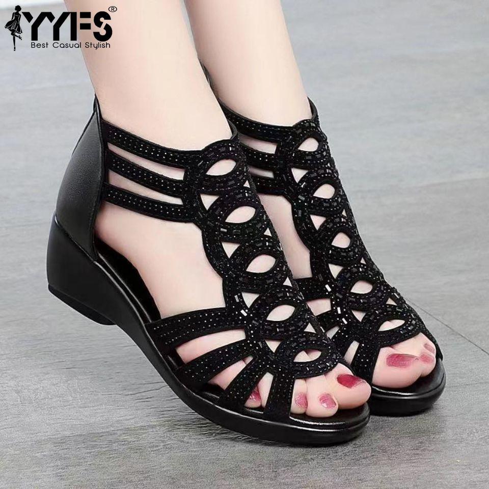 

Summer Women Soft Leather Roman Sandals Soft Sole Casual Shoes Ladies Fashion Sandals 35 чорний