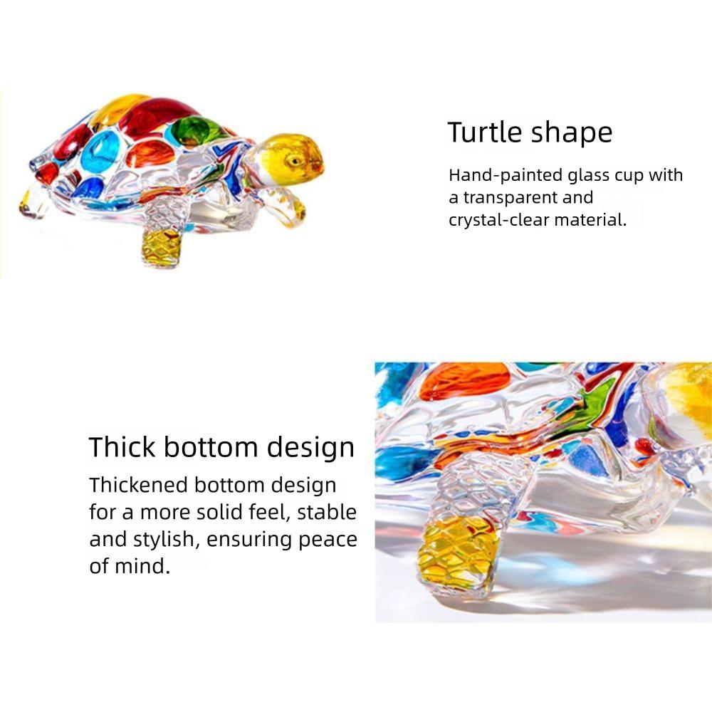 Crystal Glass Turtle Ornament Clear Painted Turtle Figurine Decoration Fengshui Miniatures Lucky Gift Tortoise Statue Craft