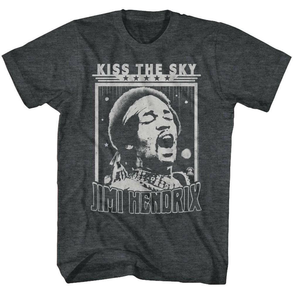 Jimi Hendrix Kiss The Sky Black Heather Adult T-Shirt Unisex T-Shirt XL