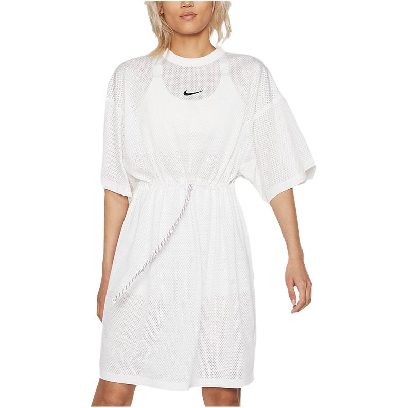 Nike Lab Collection Casual Sport Mesh Round Neck Dress Women Dress White CJ0177-100