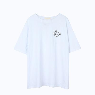 Summer Korean version of the new simple and loose medium and long BF style bear print short-sleeved T-shirt top female student