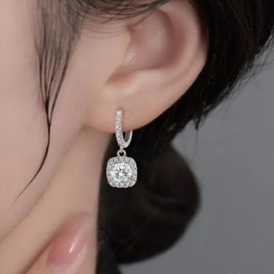 Advanced Square Earrings for Women, Sparkling Square Sugar Earrings with Diamond Set, Women's Light Luxury Fashion Earrings
