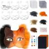 6 Adet Kedi Maskesi Kiti Kendin Yap El Boyama Boş Kedi Maskesi Kürklü Göz Filesi Keçe Levha Tüylü Hayvan Therian Maskeli Balo Aksesuarı Karnaval Cosplay için