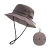 Bucket Hat Foldable Quick-Dry Breathable Mesh Fisherman Hat with Wide Brim Adjustable Windproof Rope Sun Protection Hat