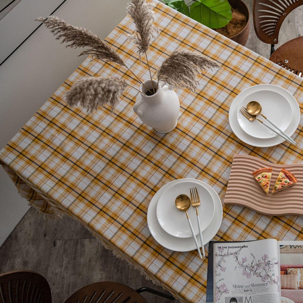 Iman Qiyun Purple Plaid Yarn-dyed Rectangular Tablecloth