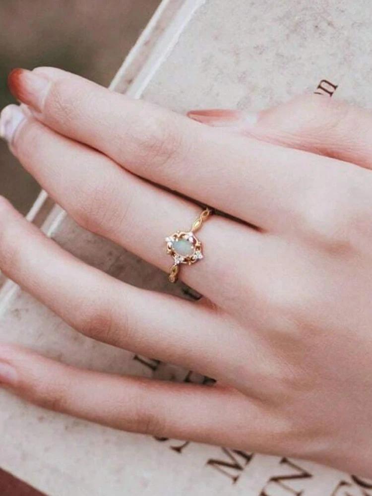 925 Sterlingového Stříbra Vintage Jednoduchost Personalizovaný Prsten s Měsíčním Kamenem Pro Ženy Zásnubní Svatba Luxusní Vysoká Kvalita Jemné Šperky