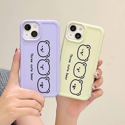 Ins Cute Three Bears Cartoon Bear Back Conque For Iphone X Xr Xsmax 11 13 Pro Max 12 Promax Lovely Silicone Soft Phone Case