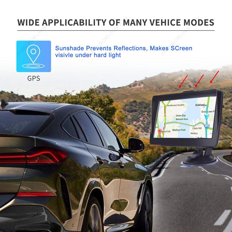 Car GPS Navigation 7 Inch Touch Screen GPS Navigator Truck Sunshade Sat Nav 256MB Europe Map GPS Navigators Support FM