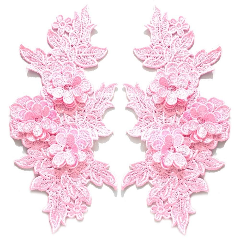 

Heavy Lace Lace Applique Colorful DIY Design Floral Embroidery Trim Matched Pattern Embroidered Patch Wedding Dress Decoration розовый