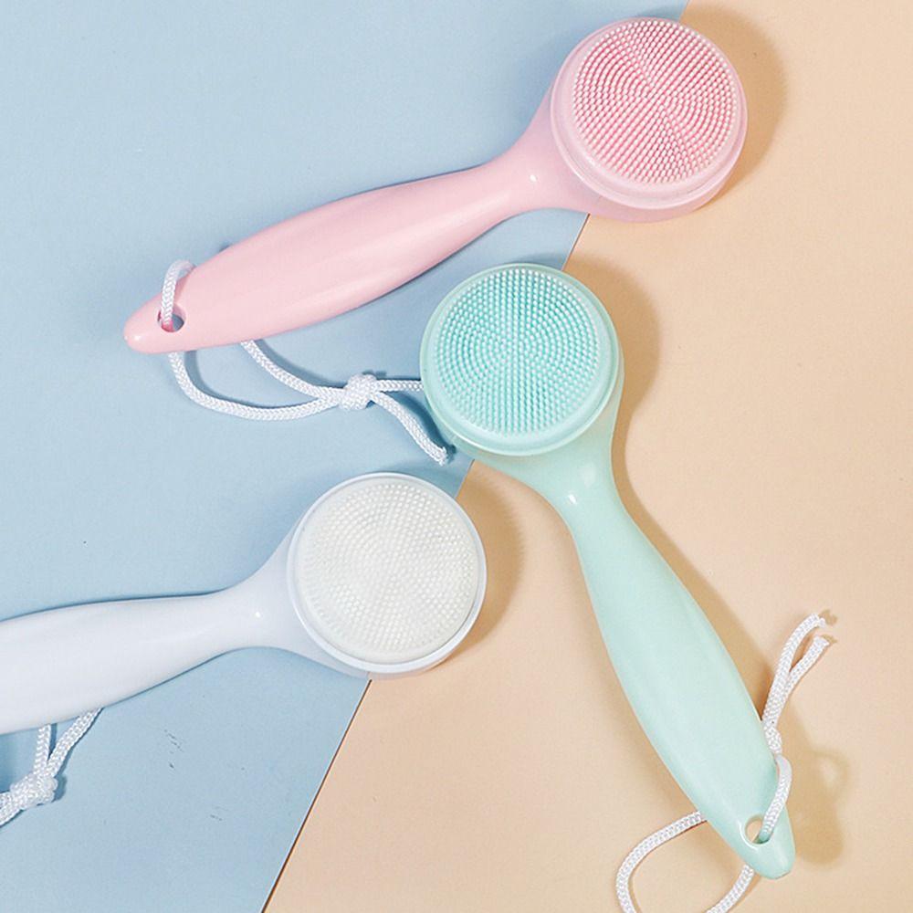 Waterproof Silicone Long Handle Brush Exfoliating Silicone Long Handle Cleansing Brush  Face Care