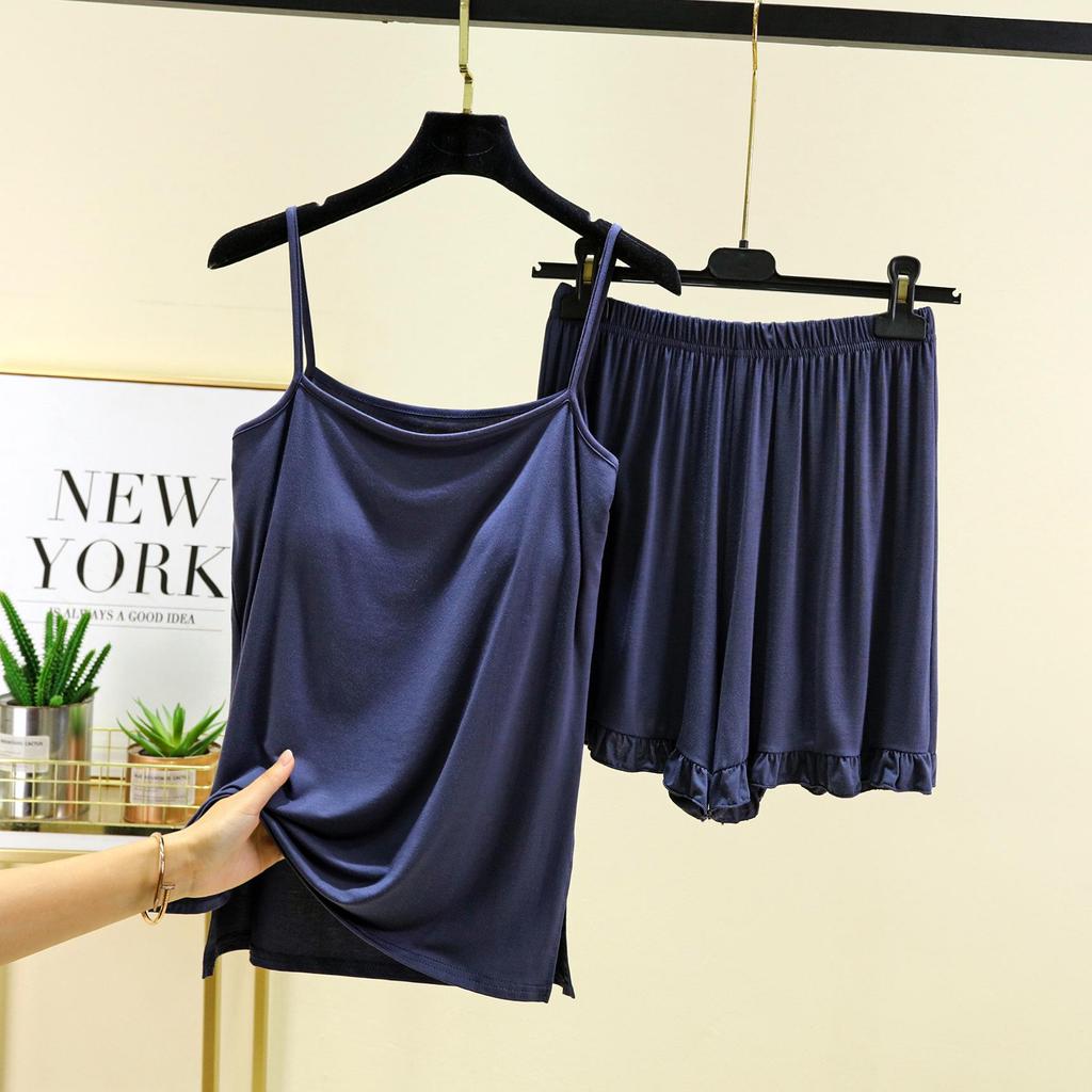 Modal Cotton Tank & Shorts Pajama Set: Women's Loose Slimming Summer Sleepwear Two-Piece