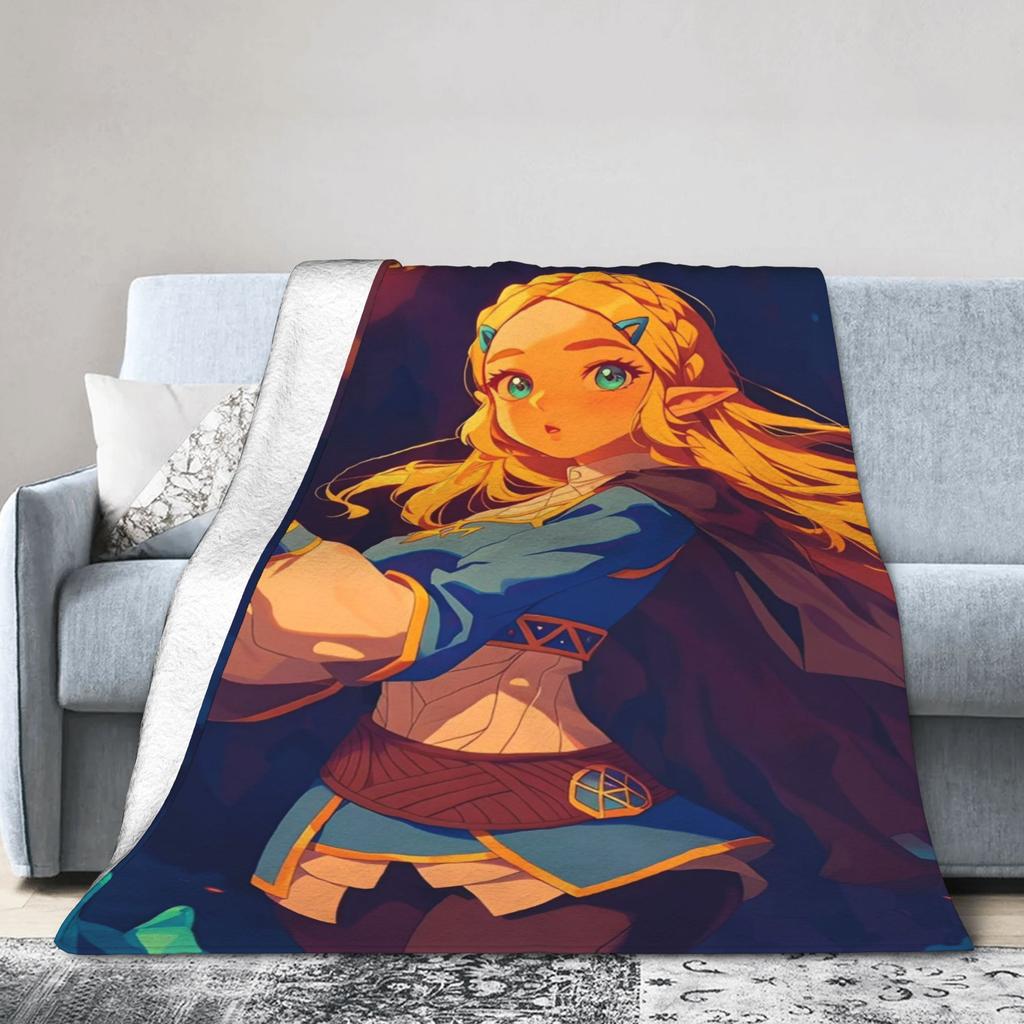 Z-Zeldas Spiel Cartoon Flanelldecke Lustige Überwurfdecken für Zuhause 150*125cm Steppdecke,