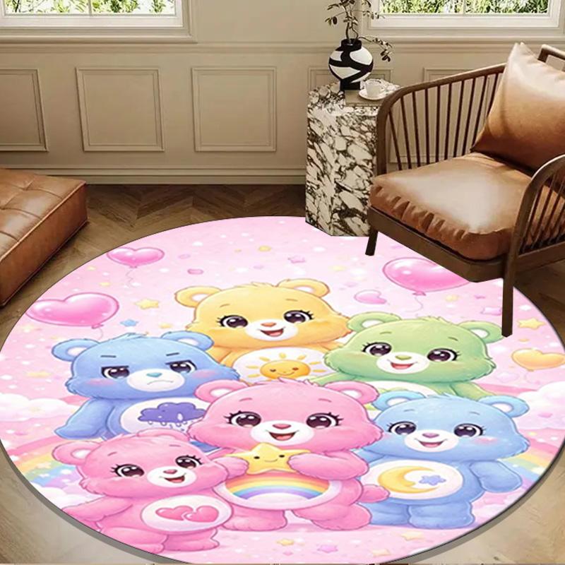 Love Bears Cozy Night Round Rug for Livingroom,Bedroom, Palyroom, Chair Rug, Area Rug, Circle Carpet, Large Size Fan Christmas Gift